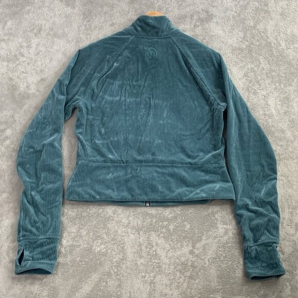Lululemon Jacket Womens 10 Storm Teal Corduroy Full Zip Scuba Track Velvet Cord - Picture 9 of 12